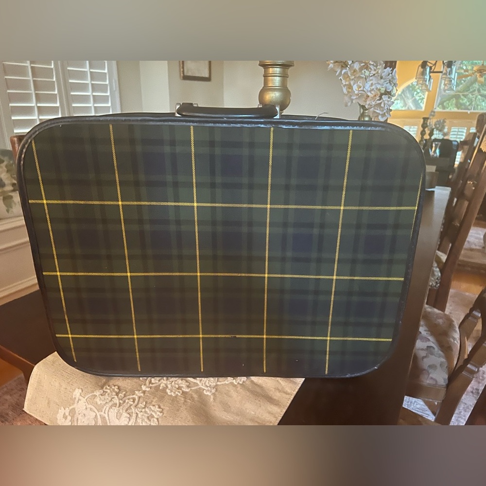 Vintage Grasshopper Plaid Suitcase